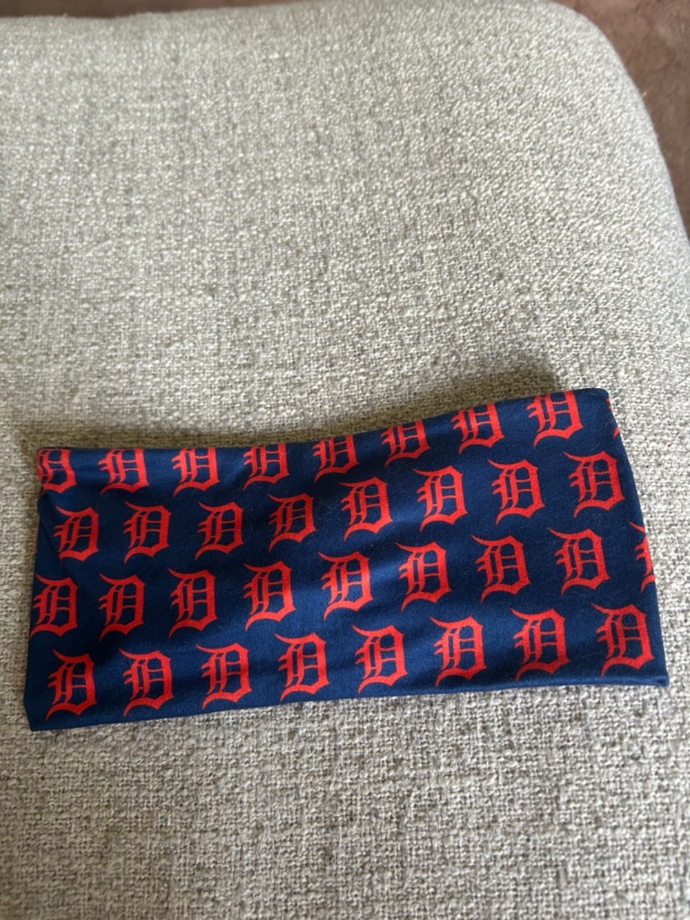 Navy Headband with orange Detroit Tigers Team Logo Pattern